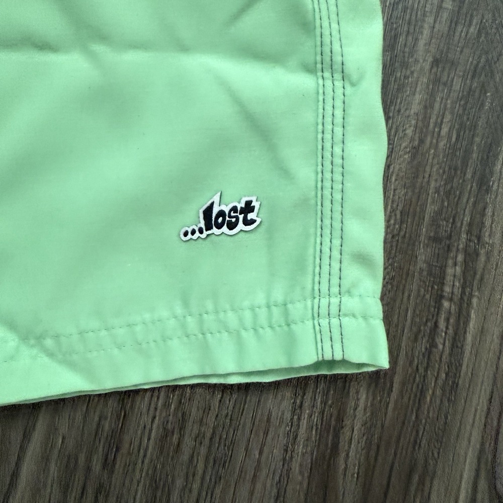 Lost Board Shorts Mens Size 32 Surf Swim Trunks Pink‎ Gray Green Striped - Picture 2 of 8